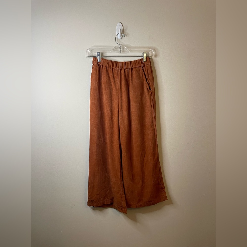 Vetta 100% Tencel Flowy Wide Leg Lagenlook Orange/Rust Pull On Pants